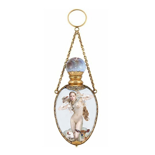 4 - Perfume bottle, hand oil painted, Martine Brand
