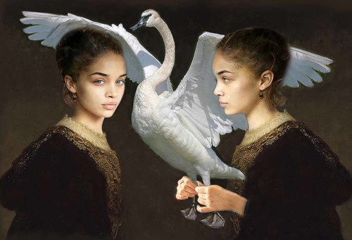 realistic painting The Twin by Martine Brand